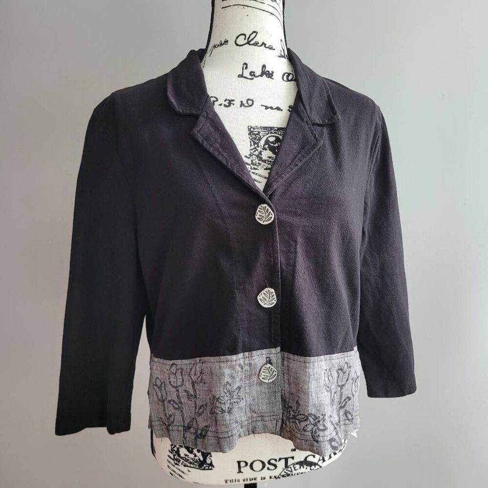 Vintage Nina Piccalino 100% cotton blazer lagom lagenlook earthy boho quirky art